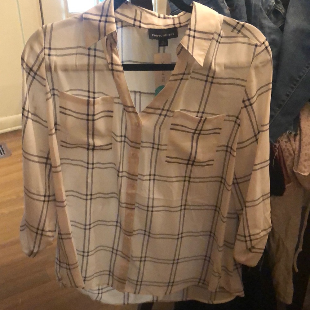 Fortune and ivy long sleeve blouse. Will need to wear a tank underneath.NWT